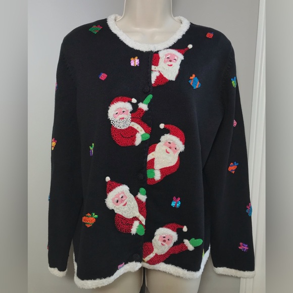 Vintage Michael Simon Christmas Cardigan ~ Women’s Large - Picture 5 of 12